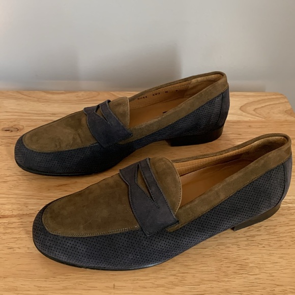 Men’s Mezlan Two-Tone Suede Penny Loafers - Picture 3 of 10